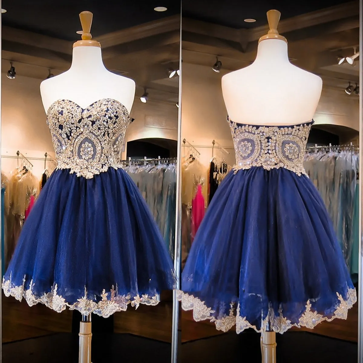 A Line Sweetheart Neck Short Blue Prom Dresses, Blue Homecoming Dress, Blue Graduation Dress