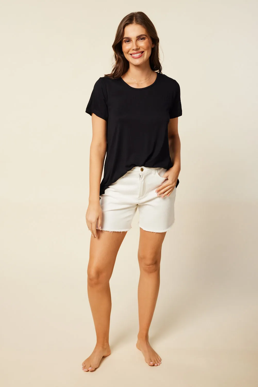 Adrift Denim Cut Off Shorts in White