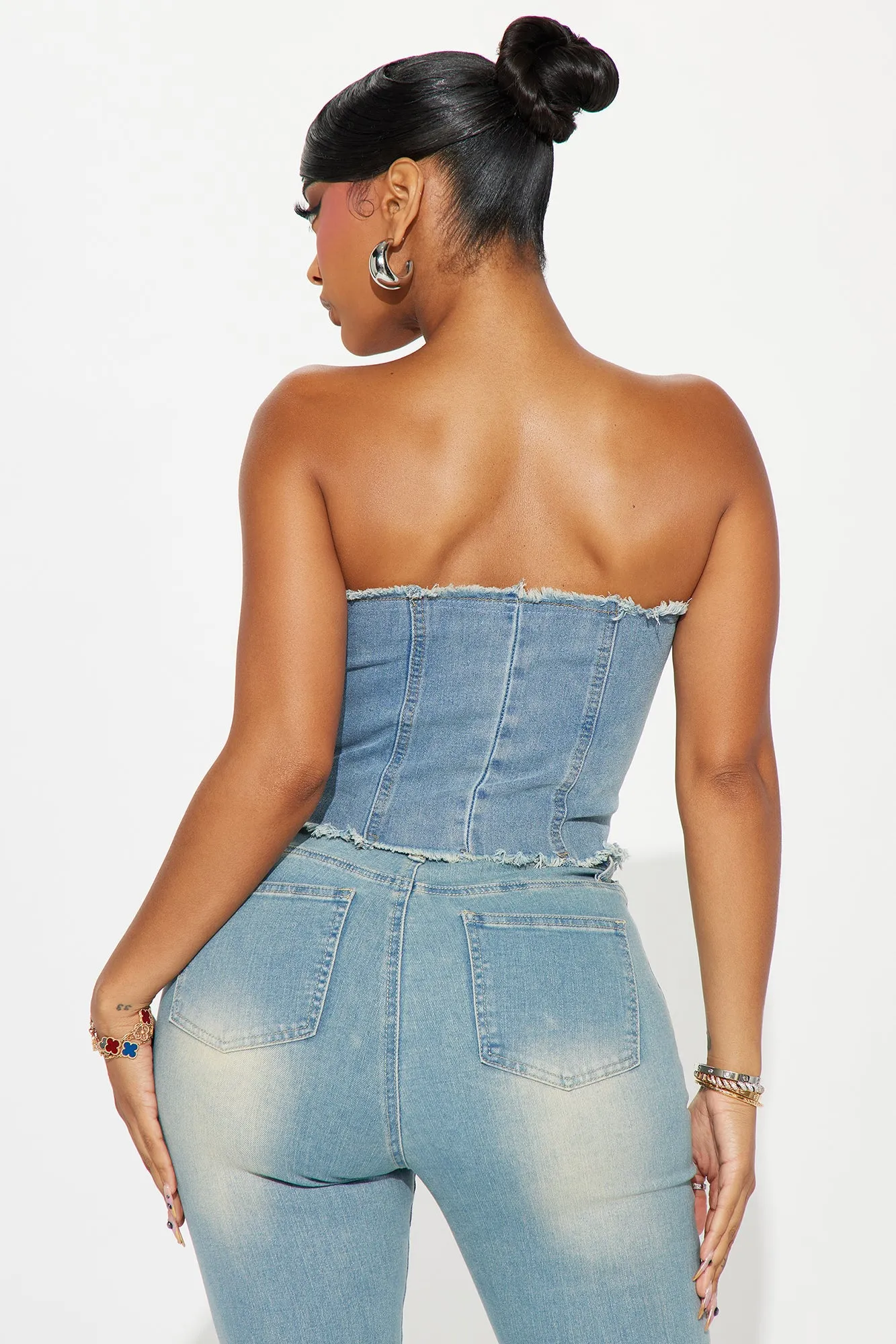 All In Denim Corset Top - Light Wash