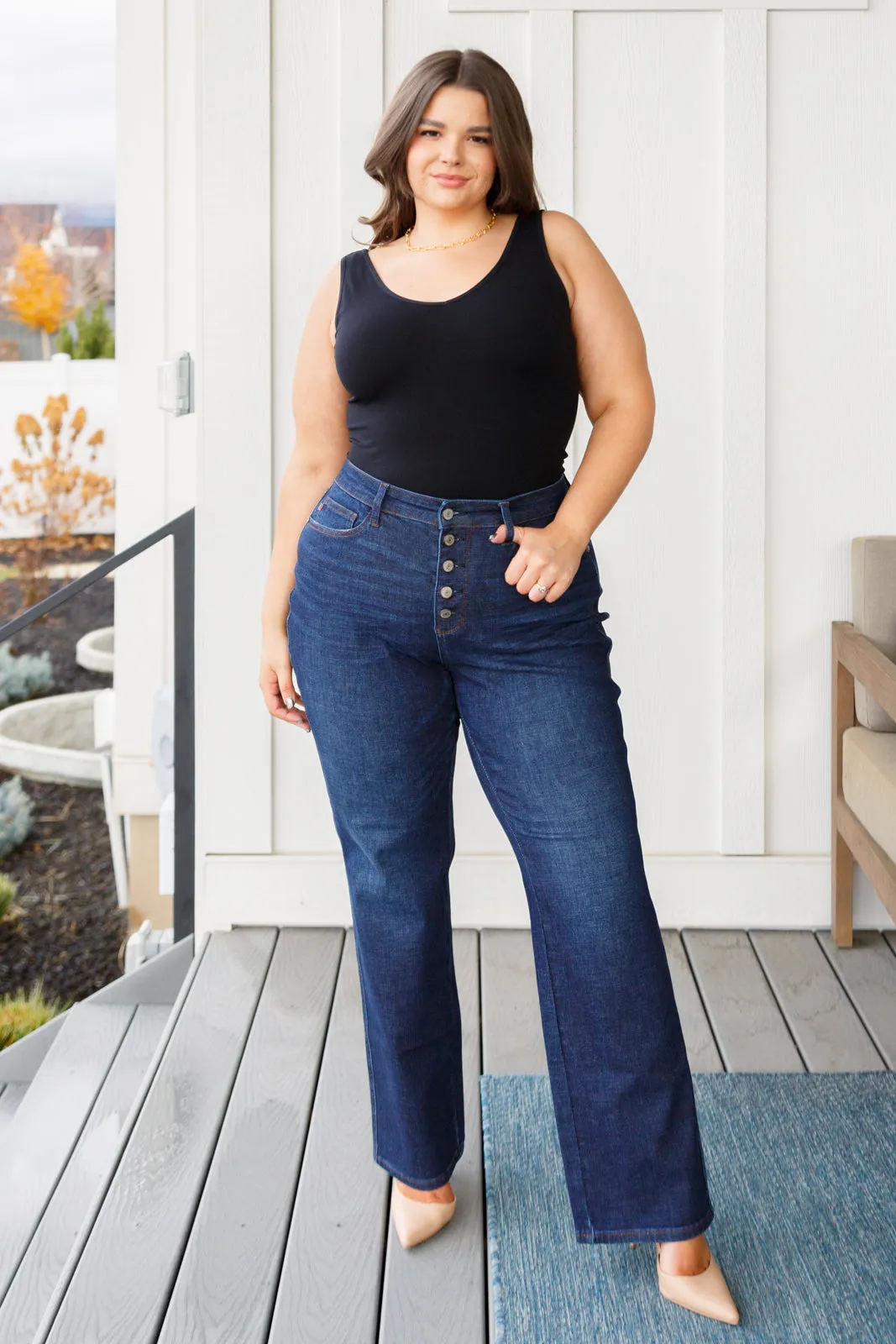 Arlo High Rise Button-Fly Straight Jeans-- Use the code SPRINGJB for 20% off!