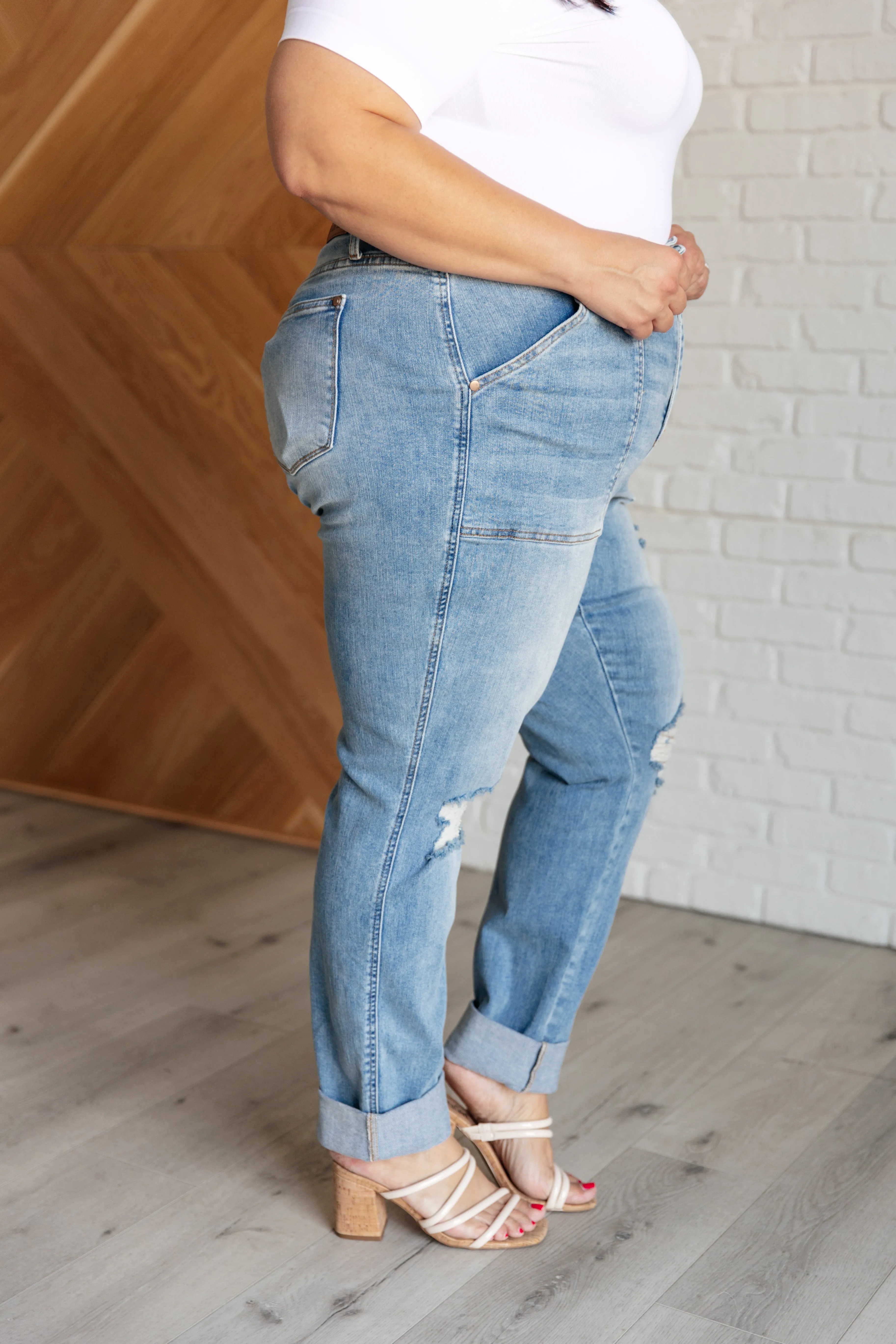 Ashton Patch Pocket Distressed Boyfriend Jeans