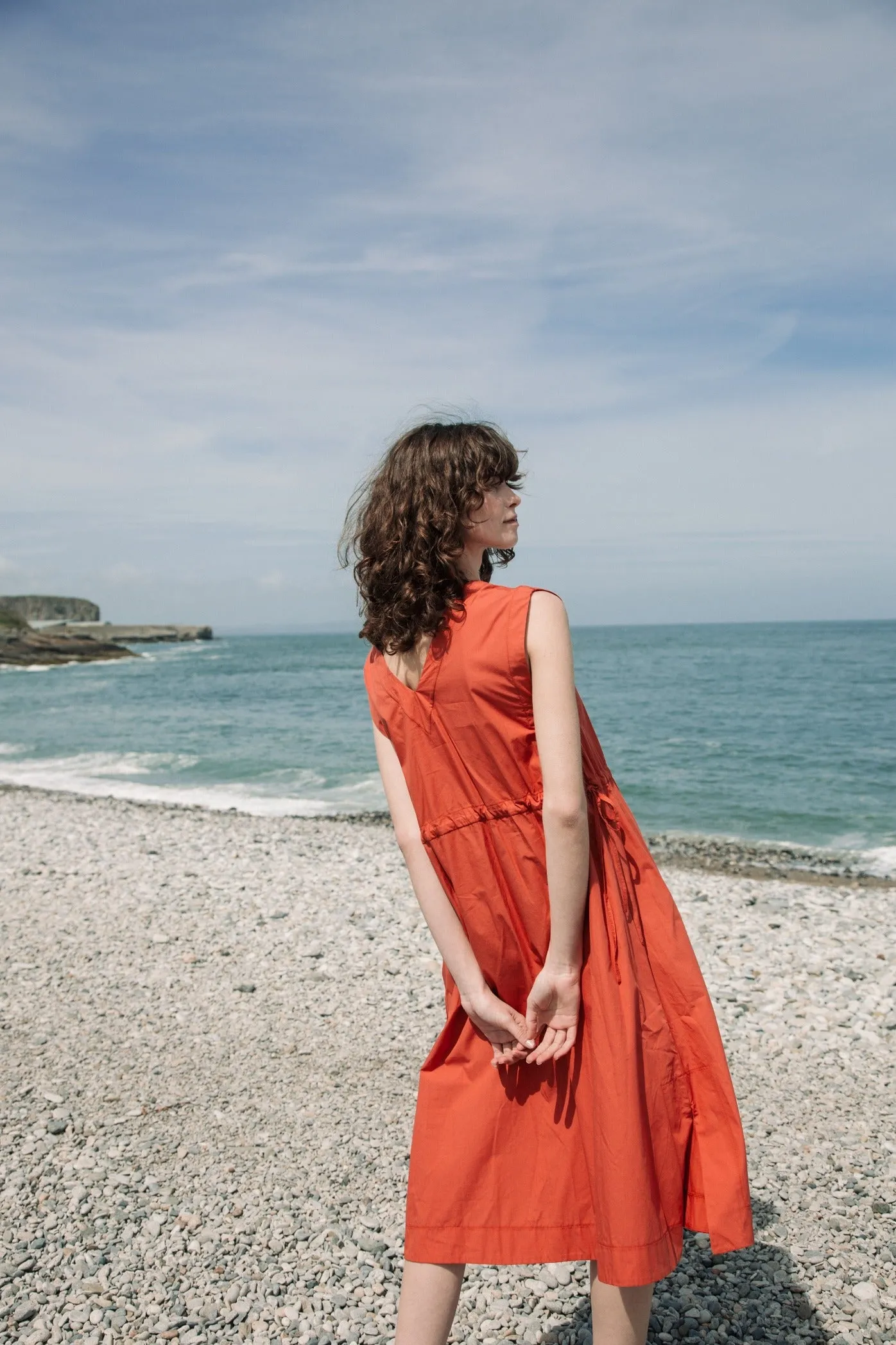 Athena Organic Cotton Dress in Rust