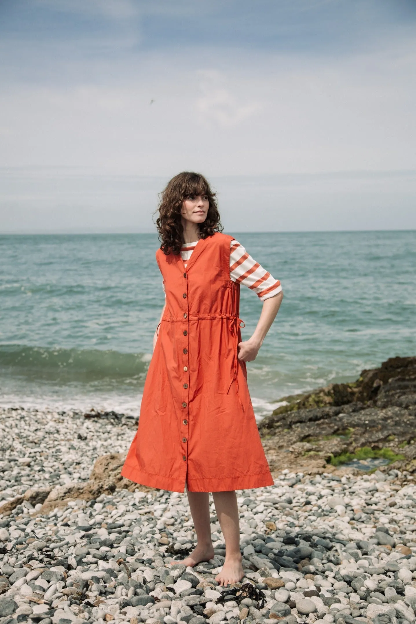 Athena Organic Cotton Dress in Rust