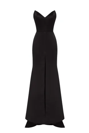 Black Elegant strapless trumpet evening gown