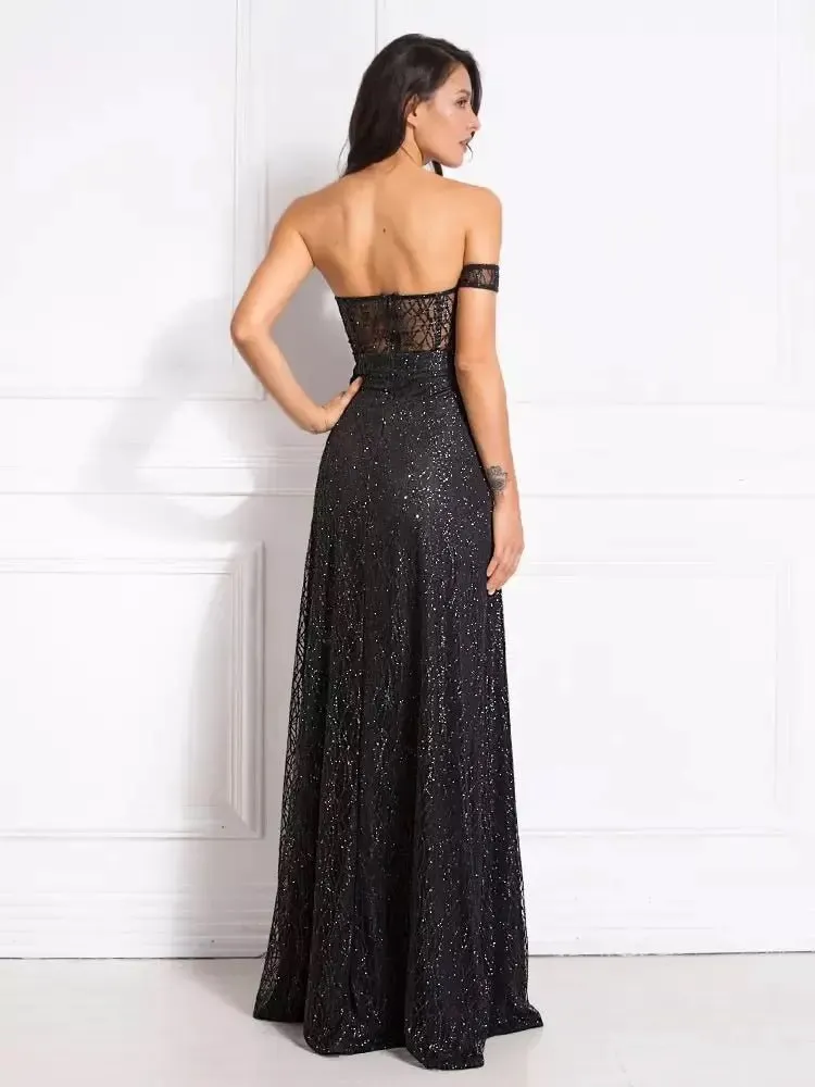 Black Glittered Maxi Dress