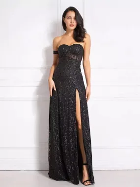 Black Glittered Maxi Dress