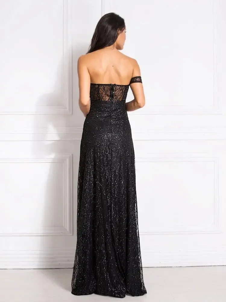 Black Glittered Maxi Dress