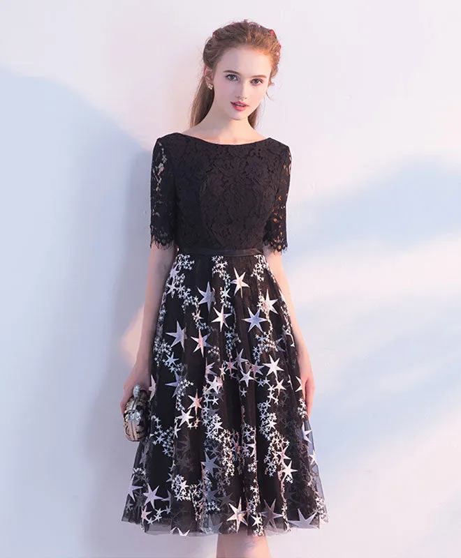 Black Lace Tulle Short Prom Dress Tulle Lace Homecoming Dress