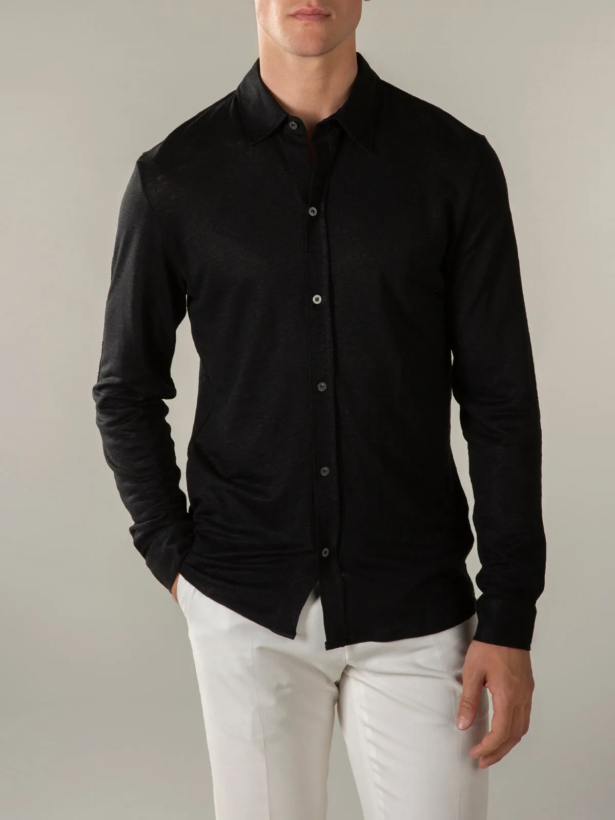 Black Linen Bayside Shirt