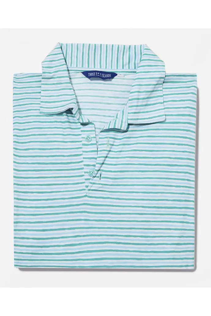 Blue and Green Stripe Polo Shirt