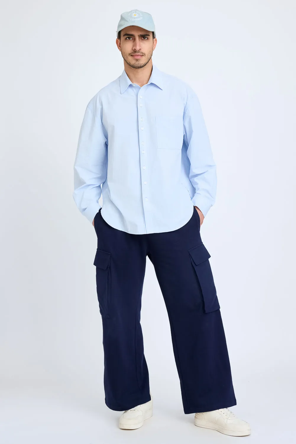 Blue Stiff-Collar Shirt