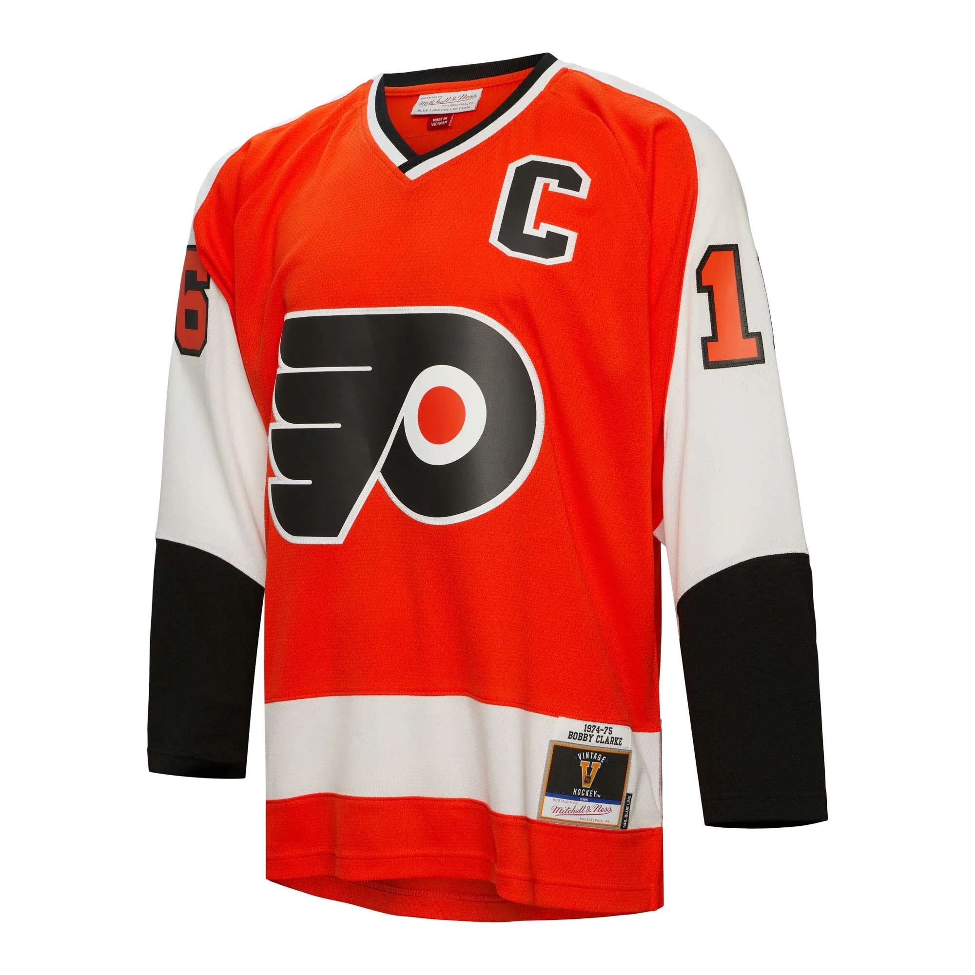 Bobby Clarke Philadelphia Flyers Mitchell & Ness 1974/75 Captain Patch Blue Line Player Jersey - Orange