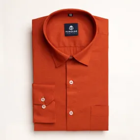 Burnt Orange Color Solid Pure Cotton For Men