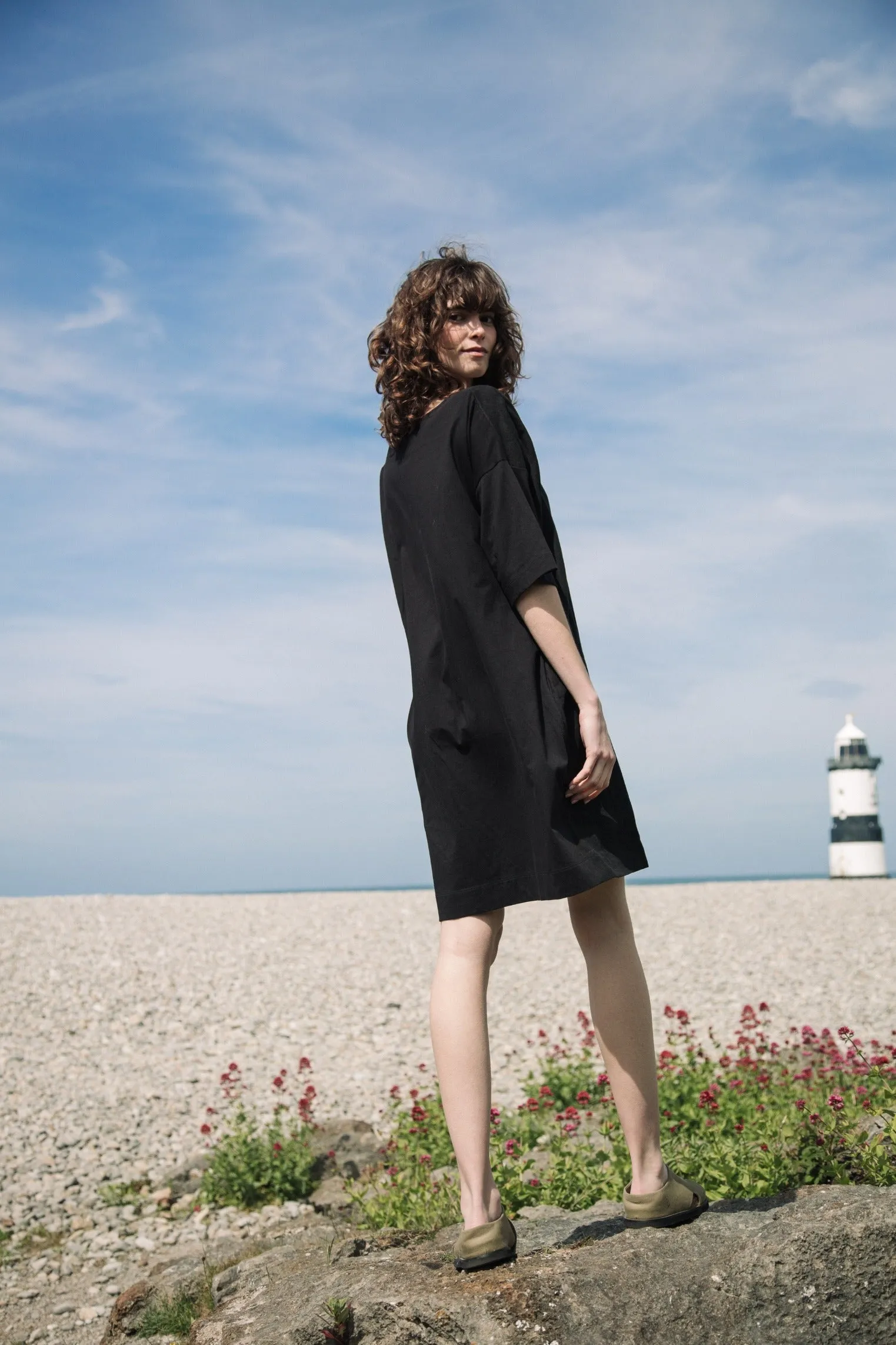 Cari-May Organic Cotton and Linen Dress in Black