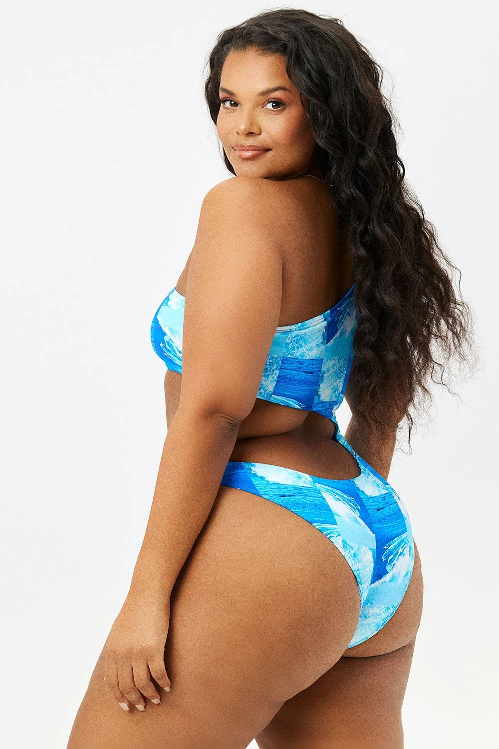 Cash One Shoulder One Piece Swimsuit - Waves