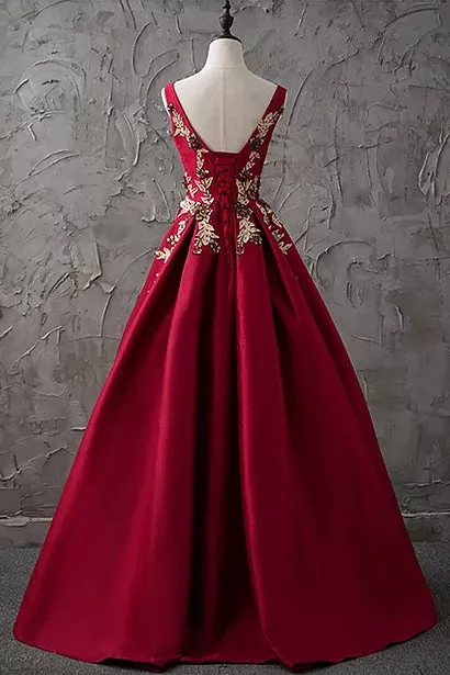 Chic Burgundy Prom Dress Cheap Long Lace African Prom Dress #ER303