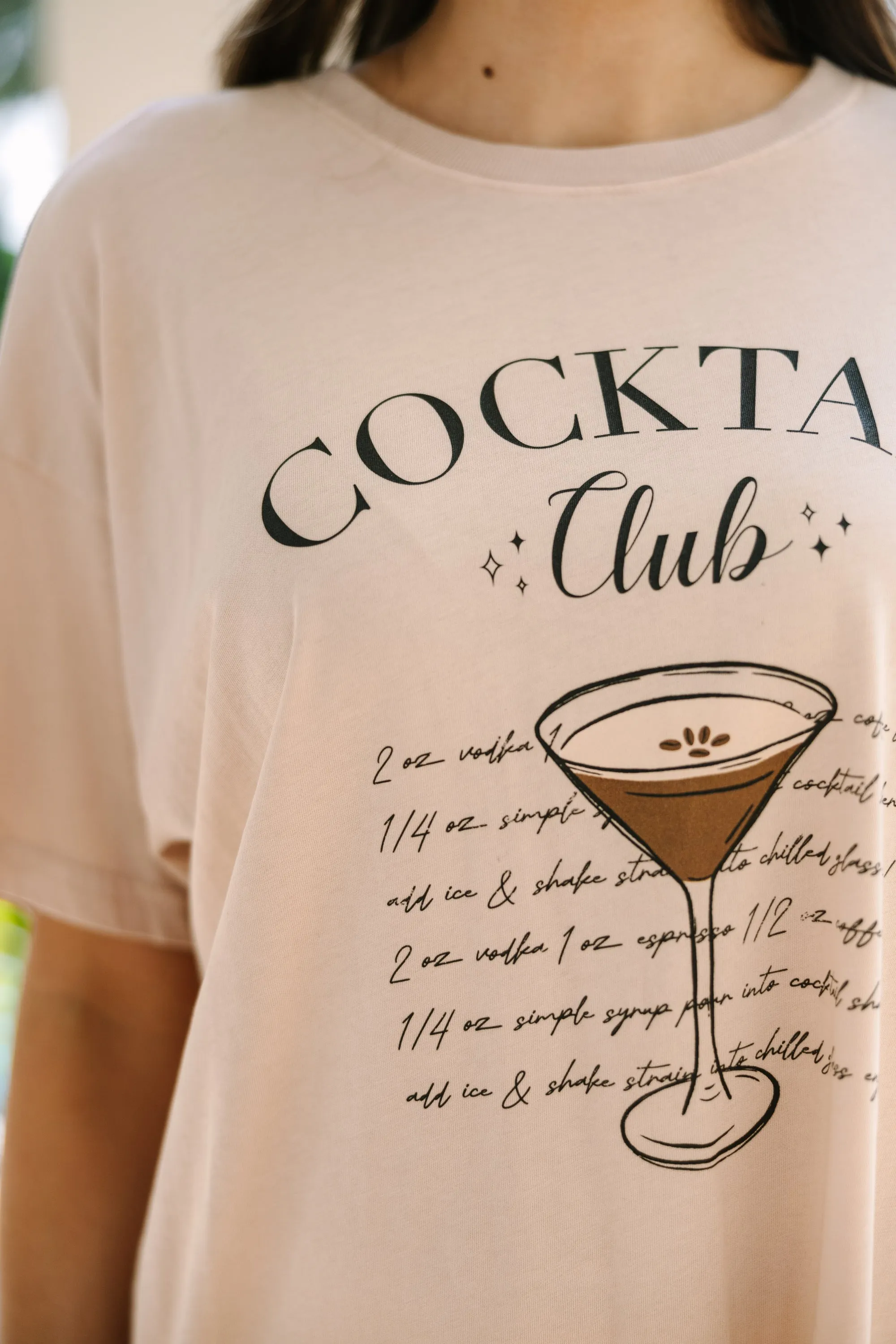 Cocktail Club Beige Graphic Tee