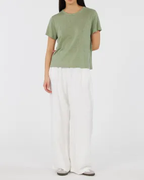 Coogee Linen Crew Neck Tee - Green Tea