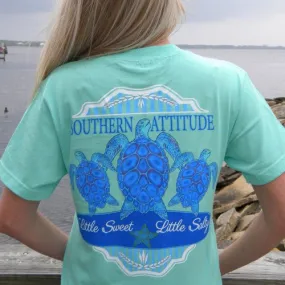 Country Life Outfitters Southern Attitude Mint 3 Turtles Starfish Vintage Girlie Bright T Shirt