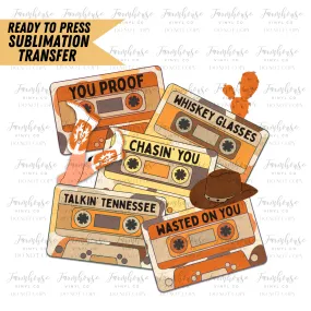 Country Music Tapes Ready To Press Sublimation Transfer Design