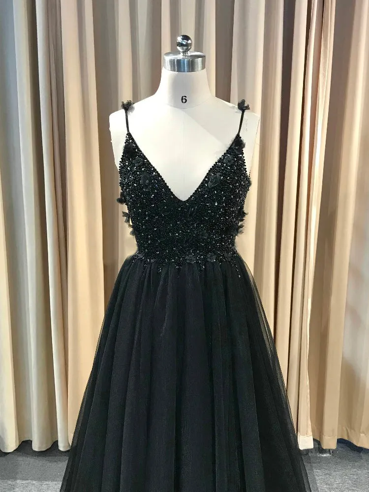 Custom Made Sexy Backless Party Dress Luxury Beaded 3D flowers Tulle Prom Dress ER2074