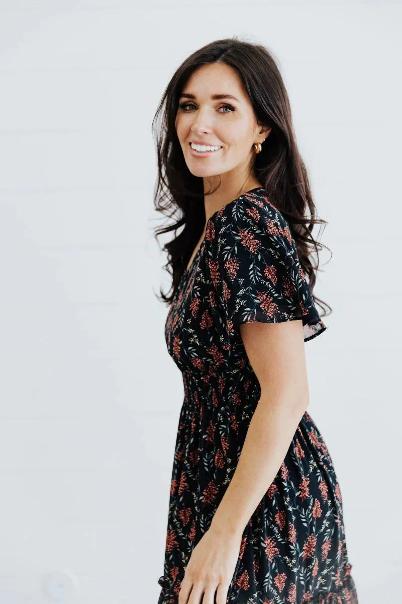 Eden Dress in Black Floral