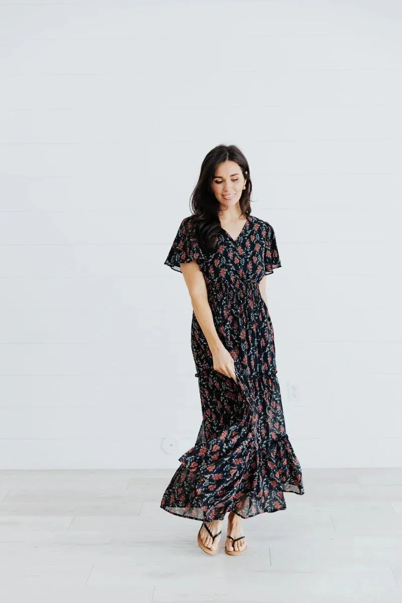 Eden Dress in Black Floral