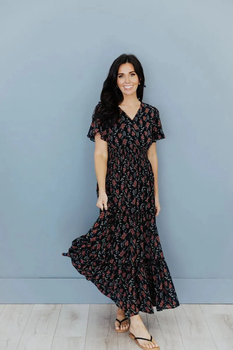 Eden Dress in Black Floral