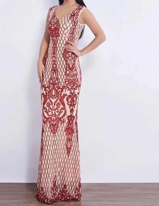 Effie Sleeveless Sequin Evening dress