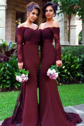 Elegant Mermaid Long Sleeves Bridesmaid Dress