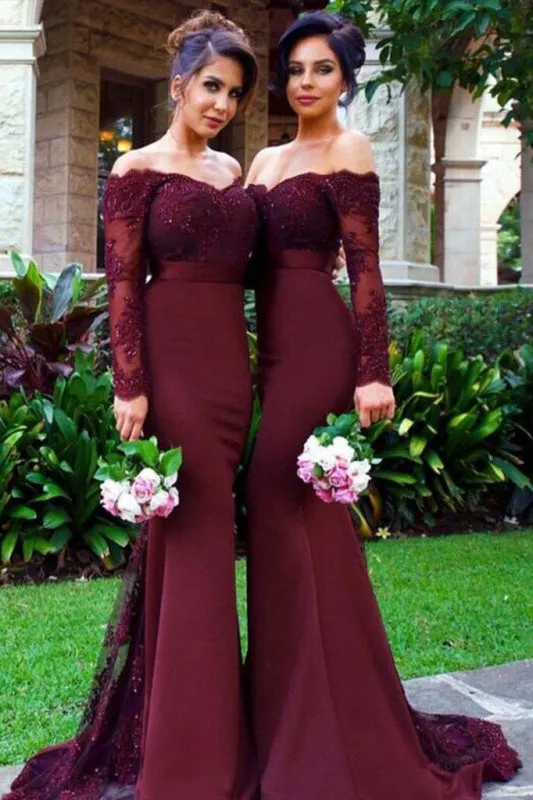 Elegant Mermaid Long Sleeves Bridesmaid Dress