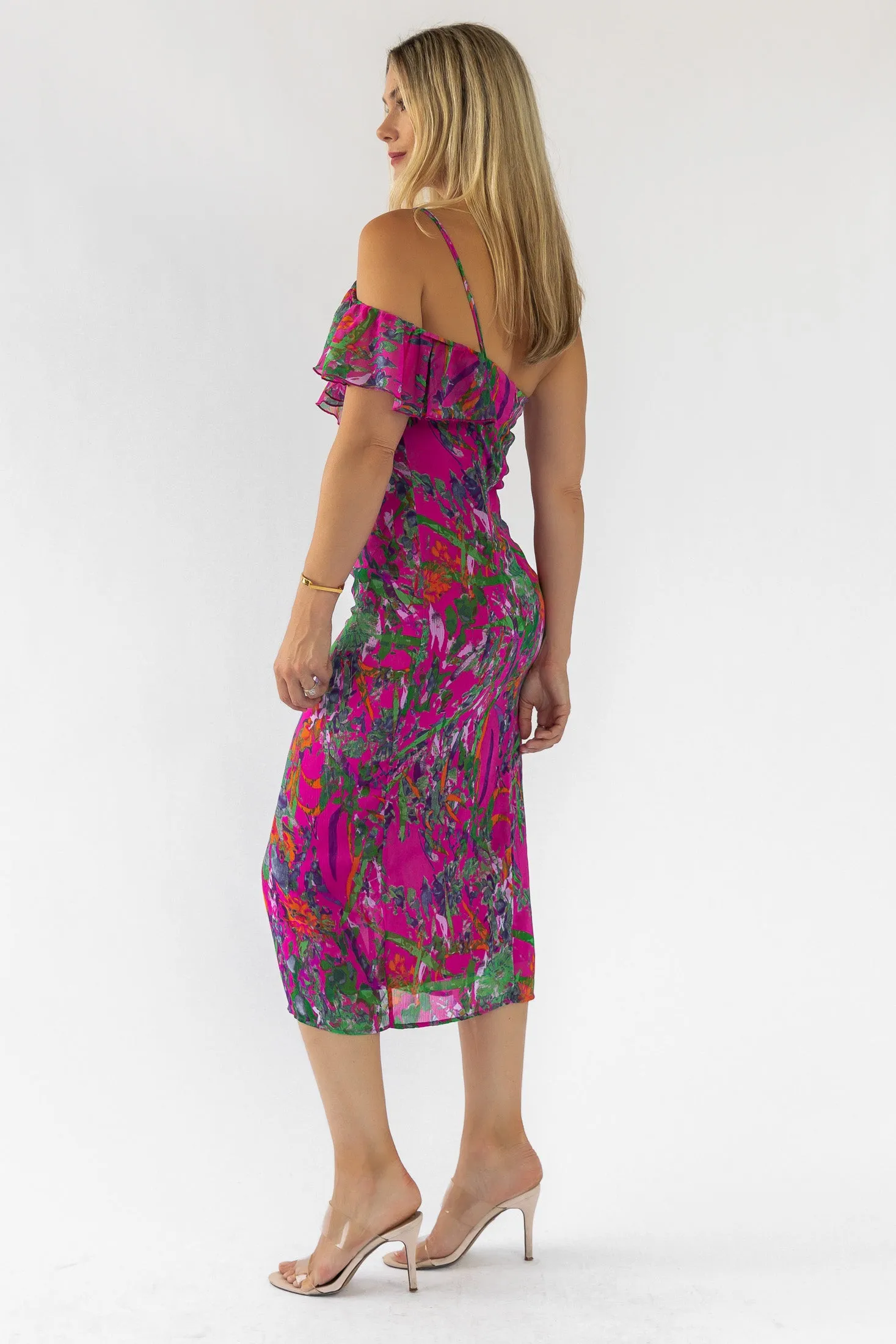 Eve Magenta One Shoulder Dress