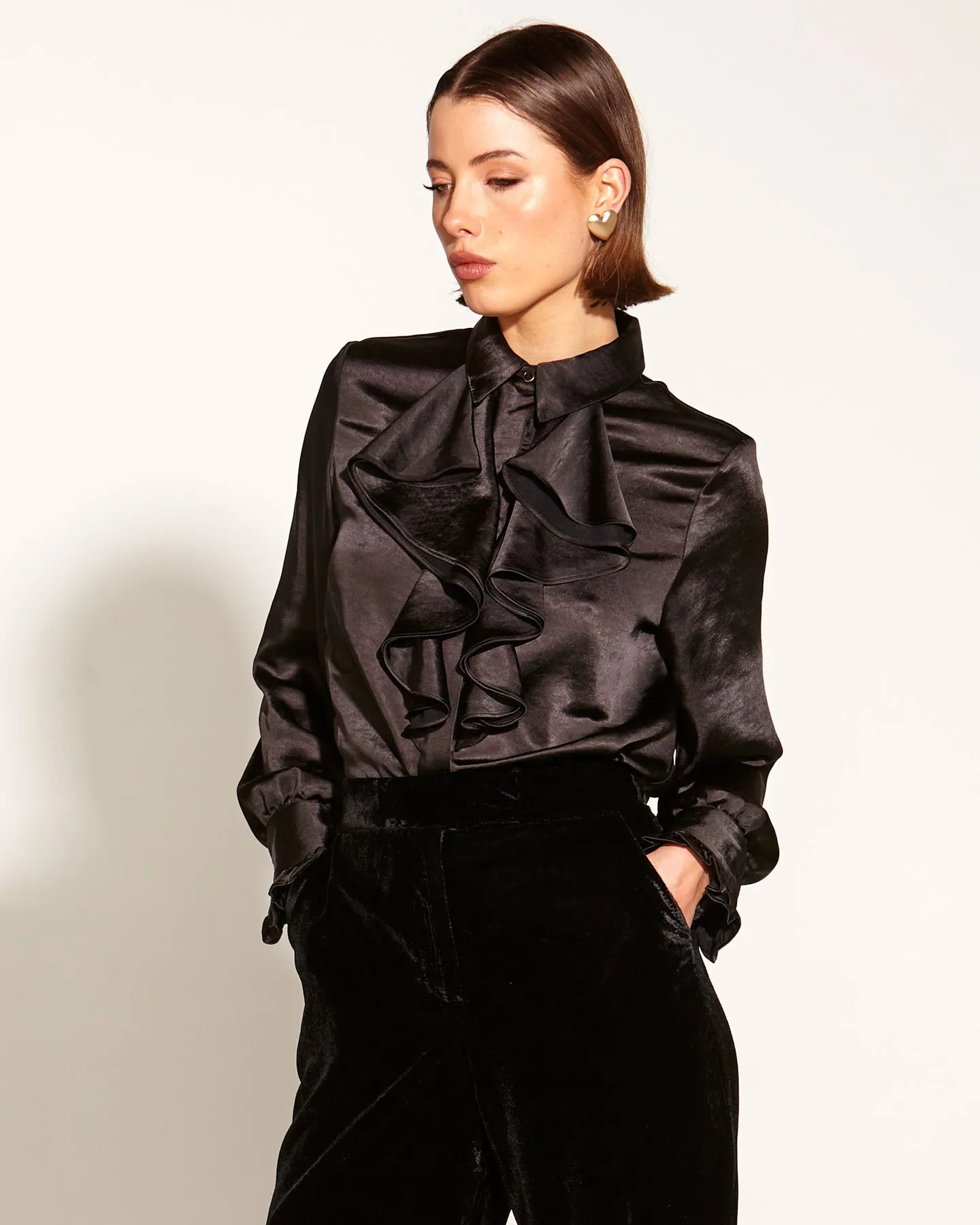 Fate   Becker Only She Knows Ruffle Shirt - Black