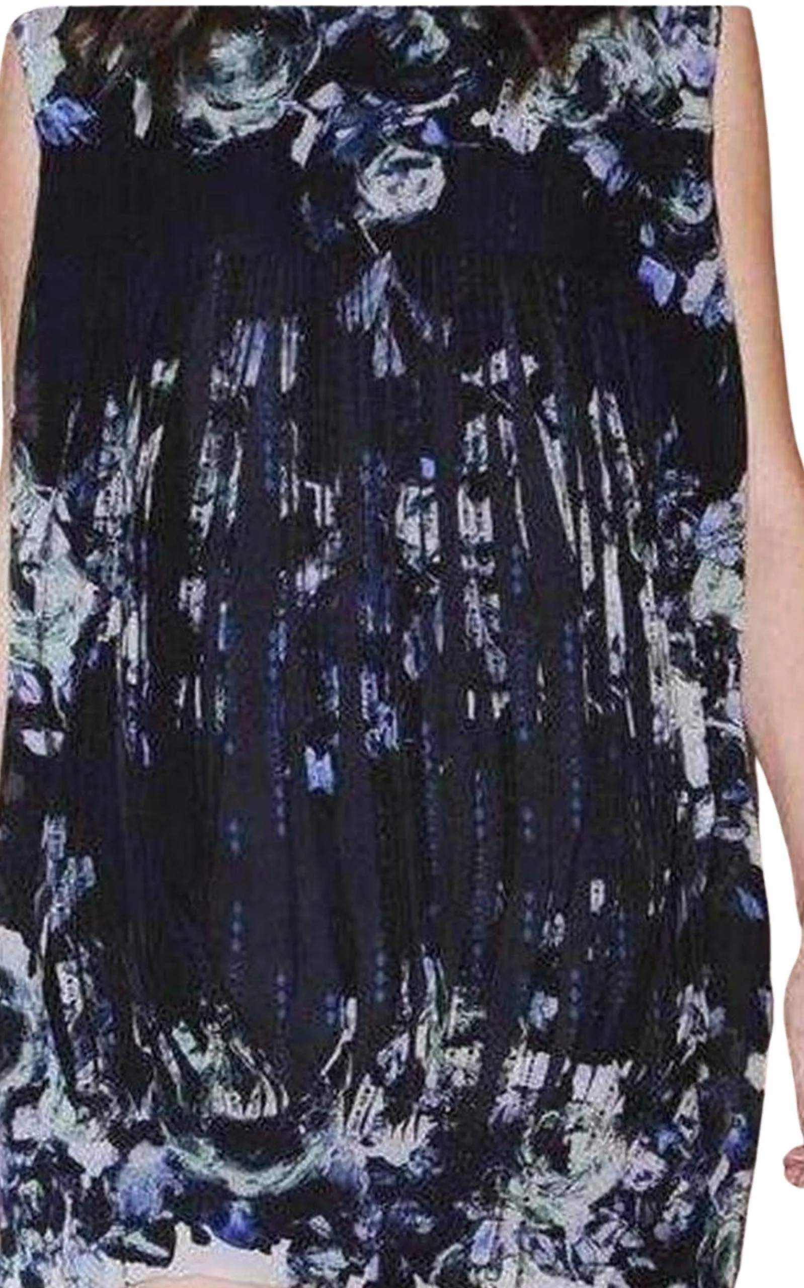 Floral Printed Fringe Silk Dress