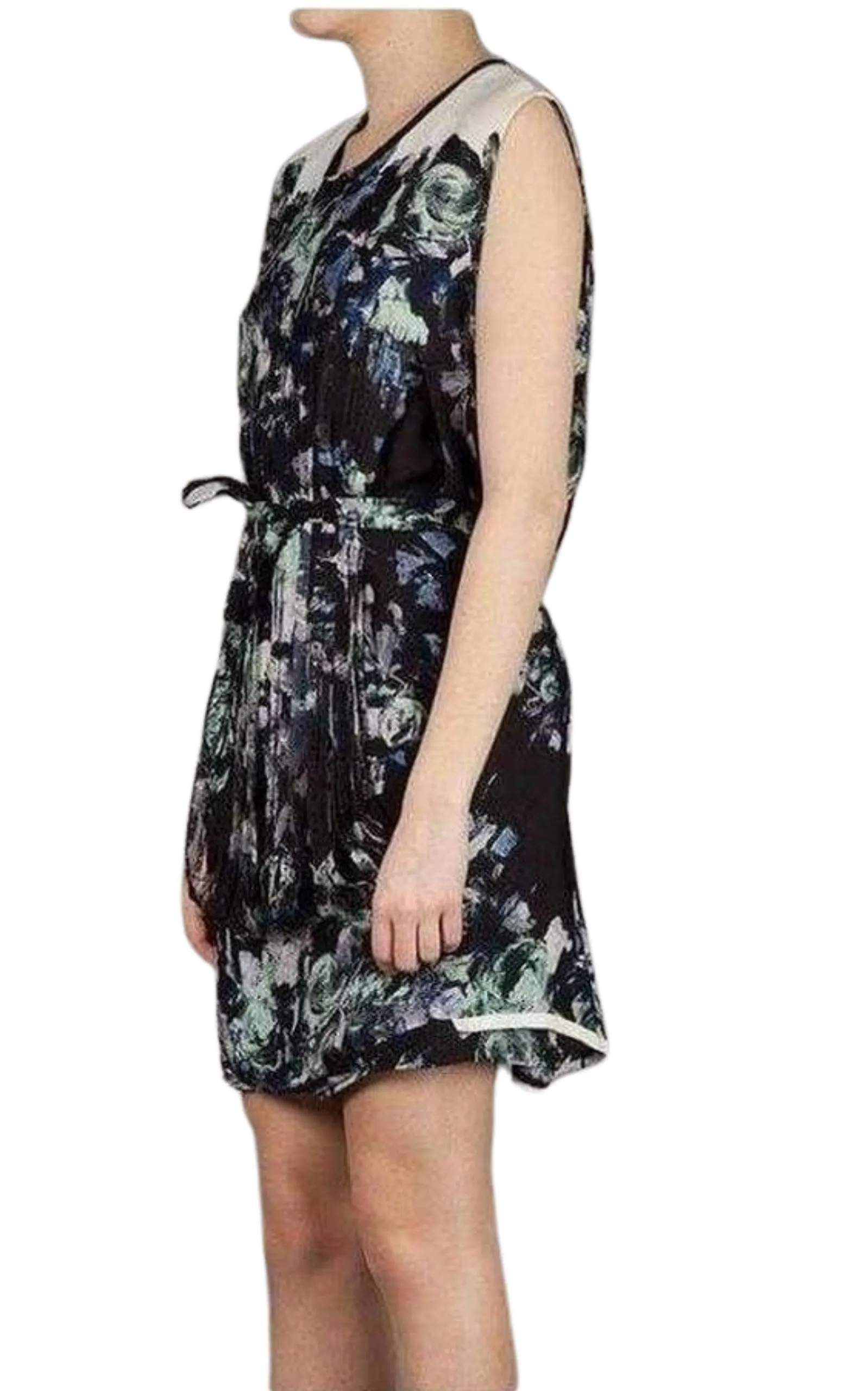 Floral Printed Fringe Silk Dress