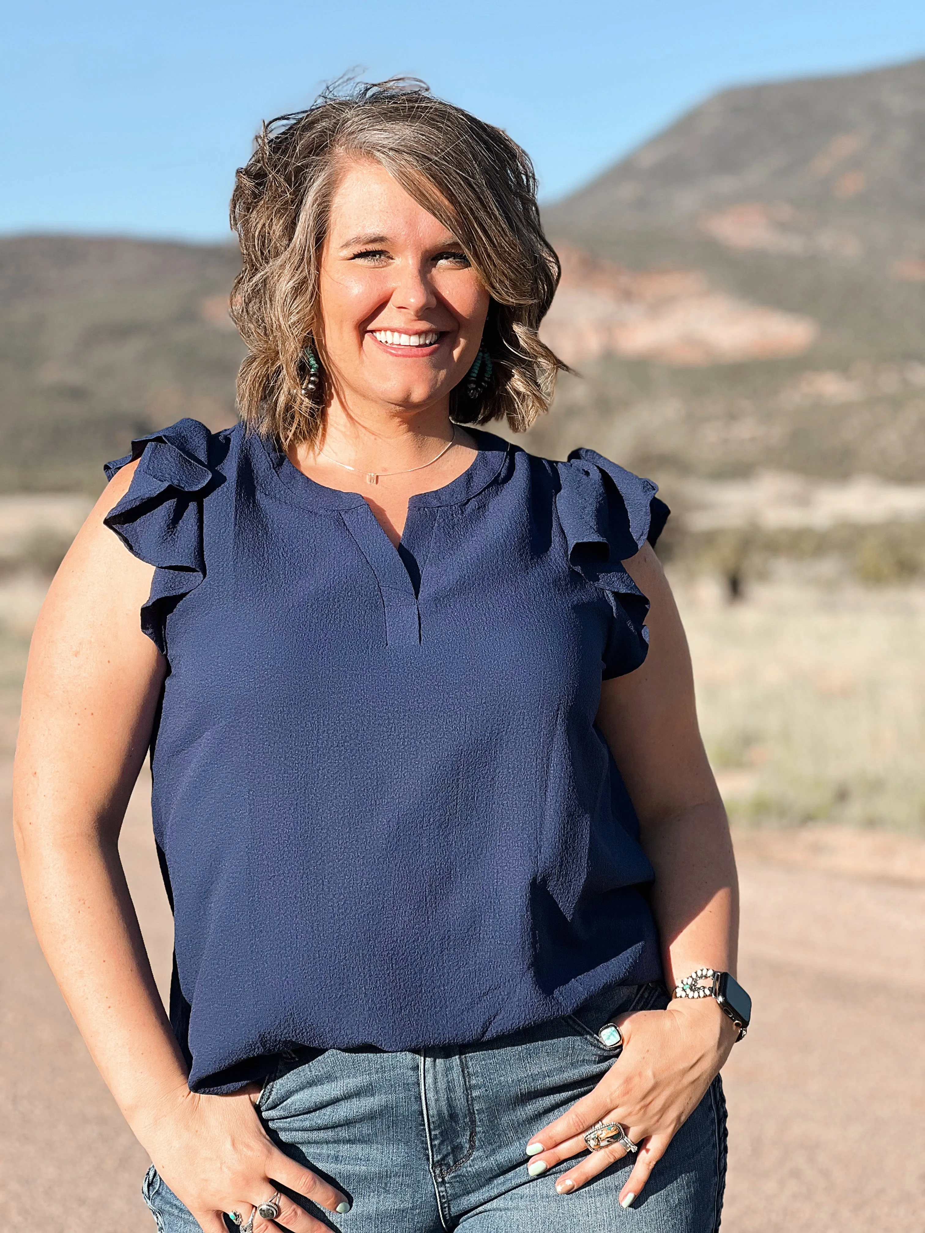 Flutter Away Navy Top