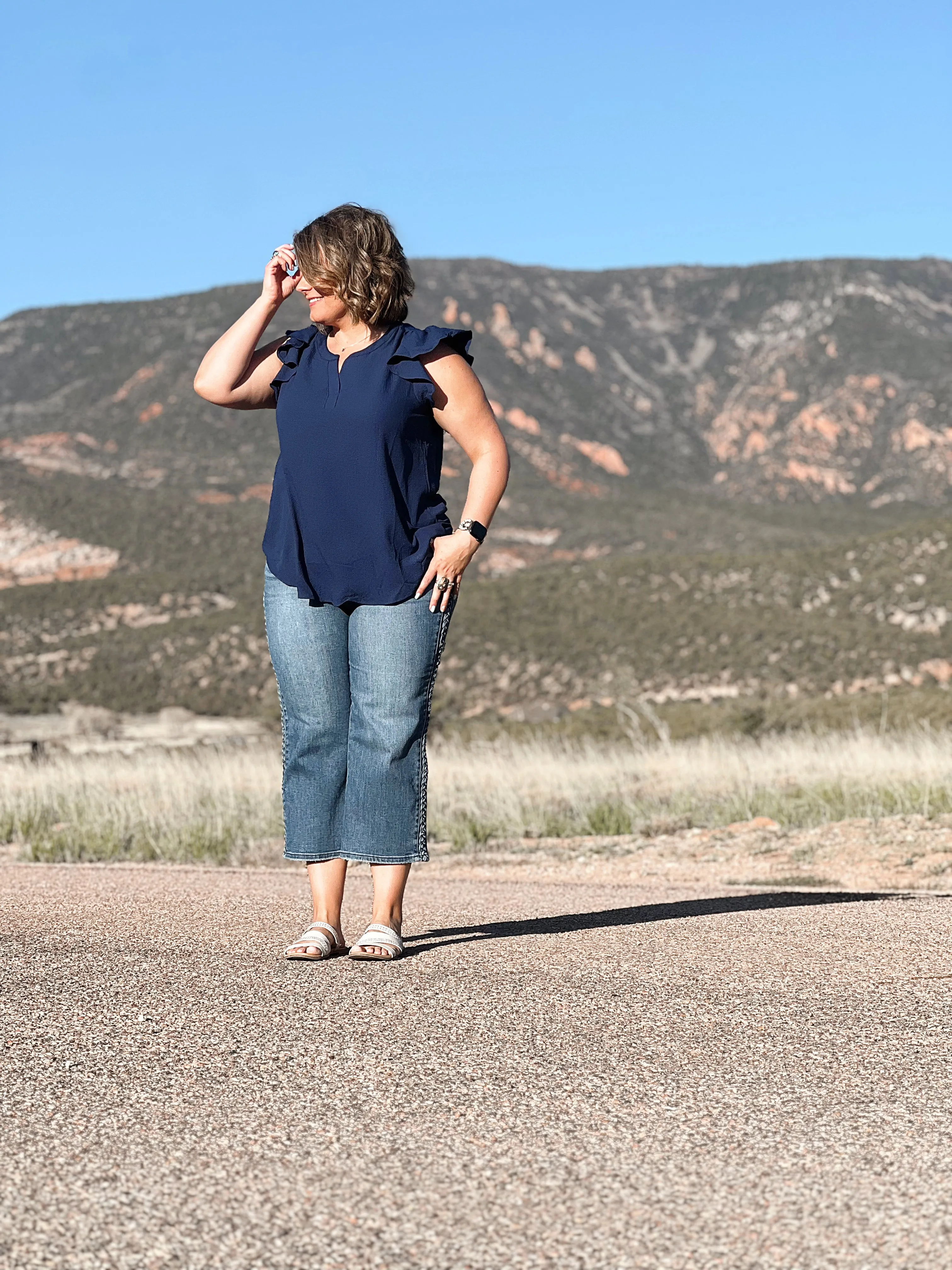 Flutter Away Navy Top