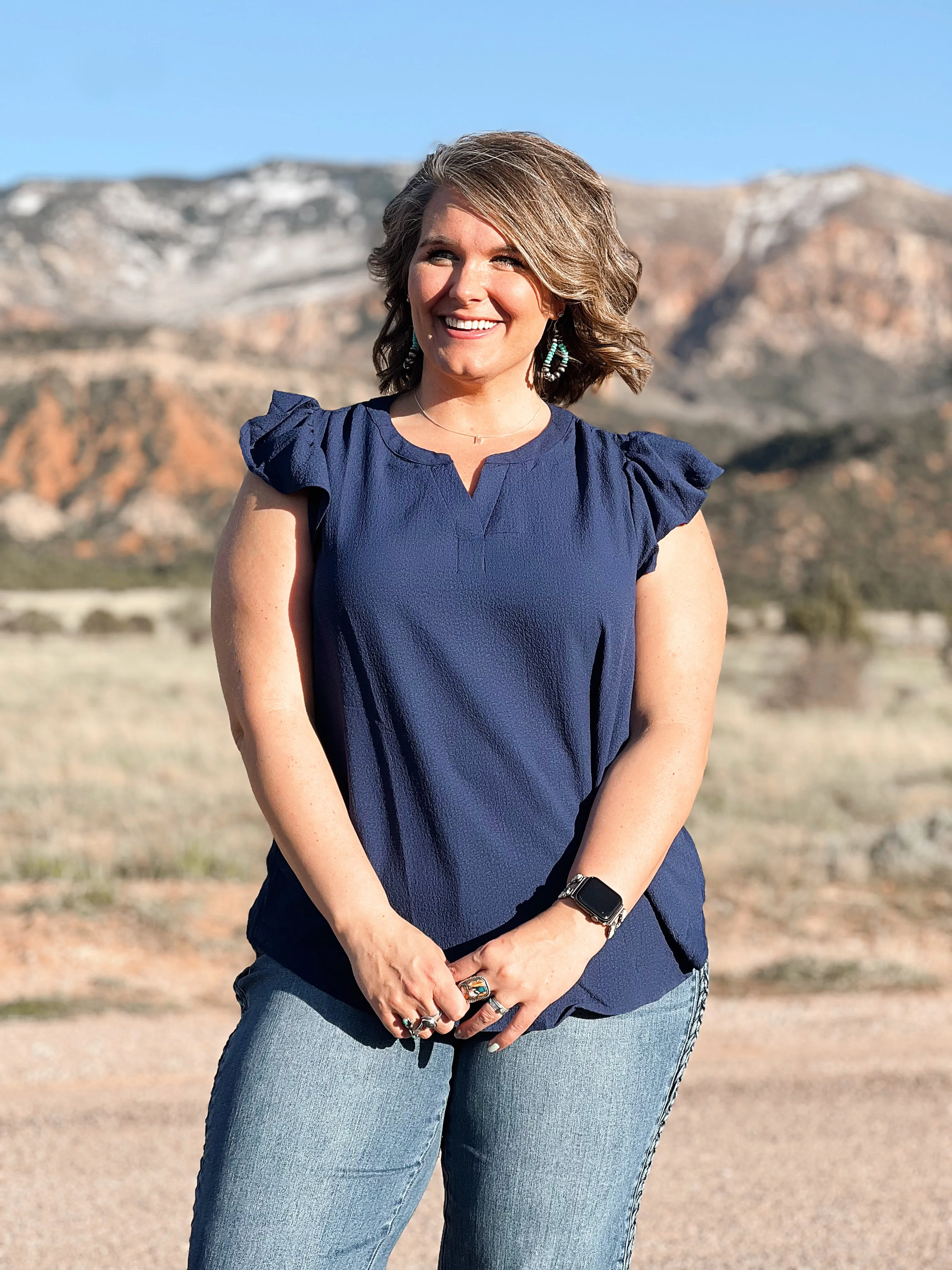 Flutter Away Navy Top