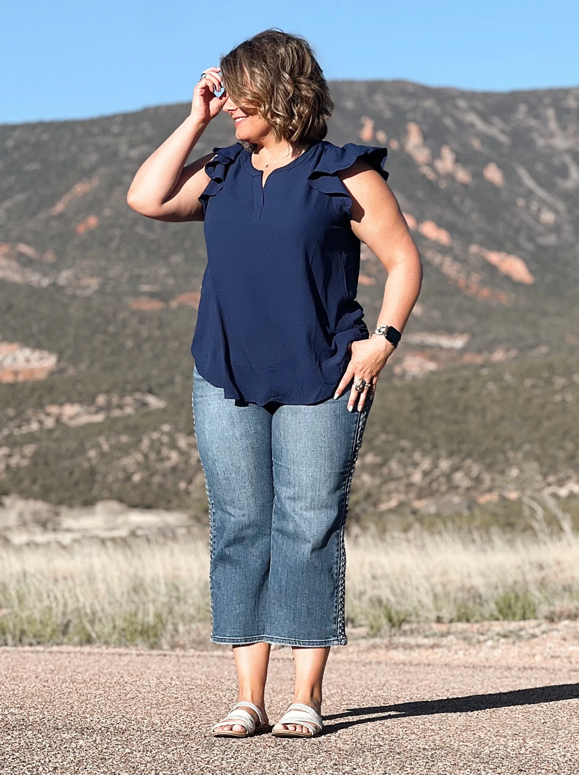 Flutter Away Navy Top