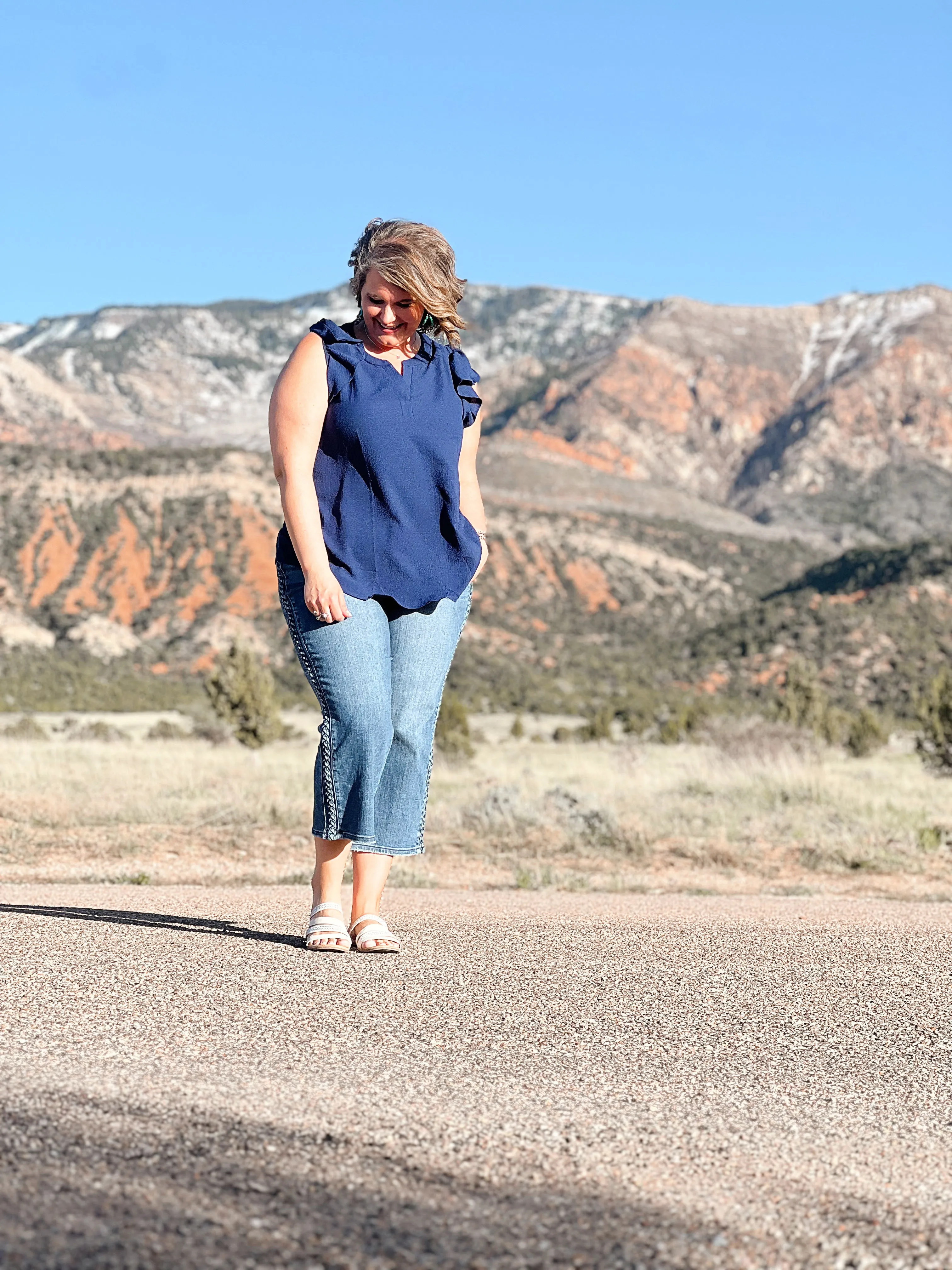 Flutter Away Navy Top