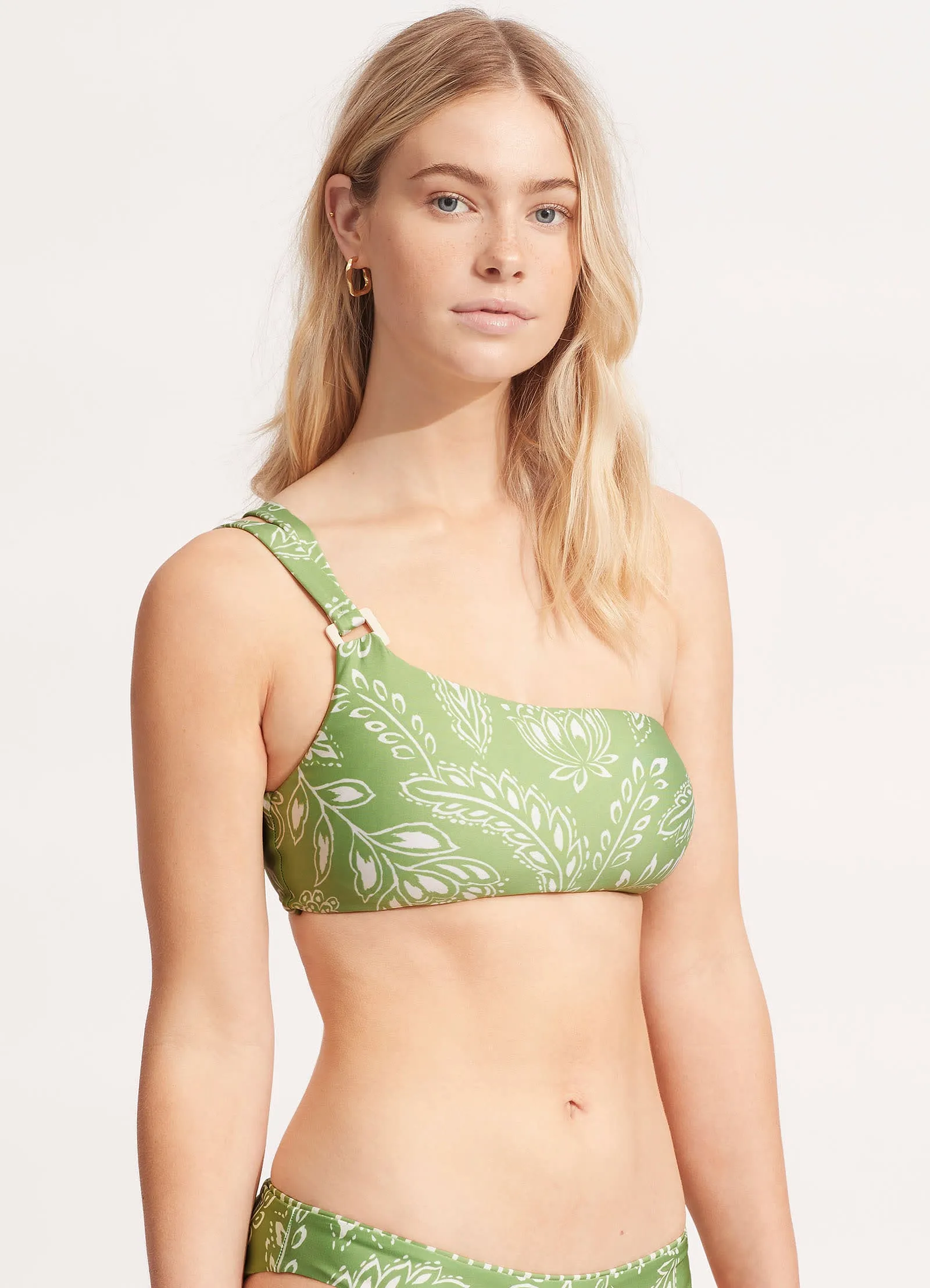 Folklore One Shoulder Top - Green Tea