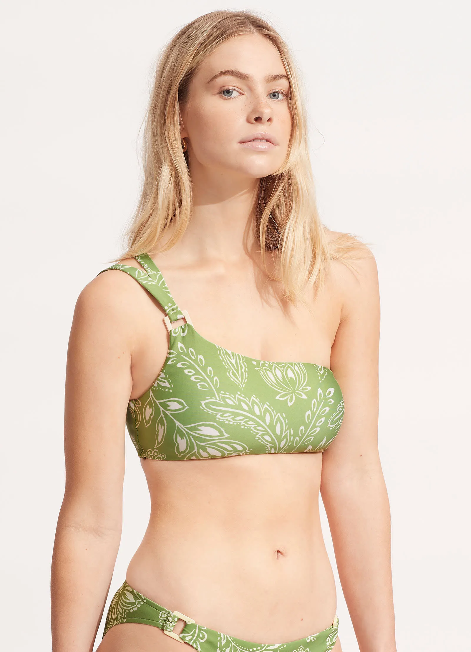 Folklore One Shoulder Top - Green Tea