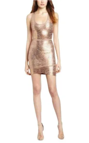 Gisela Criss Cross Foil Print Bodycon Dress