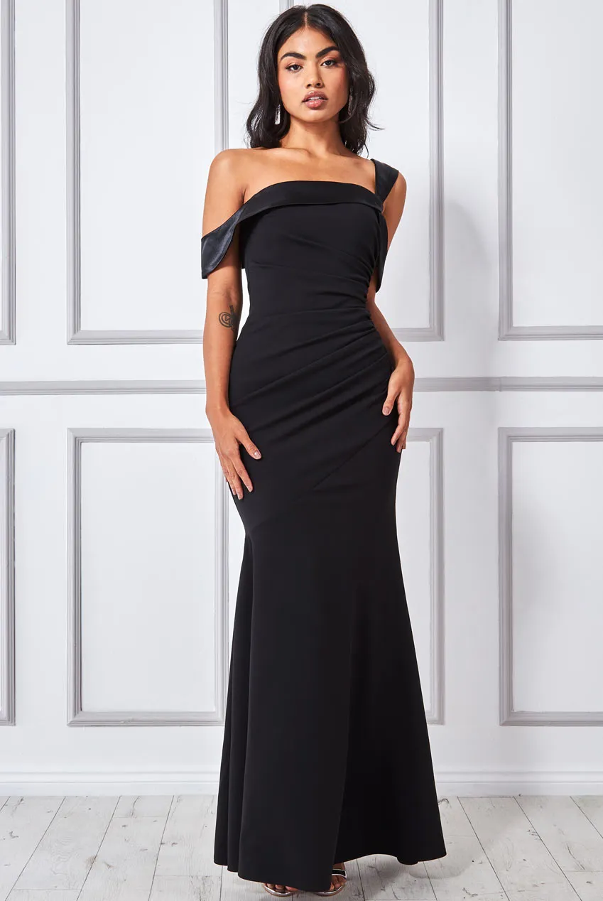 Goddiva One Shoulder Satin Band Maxi Dress