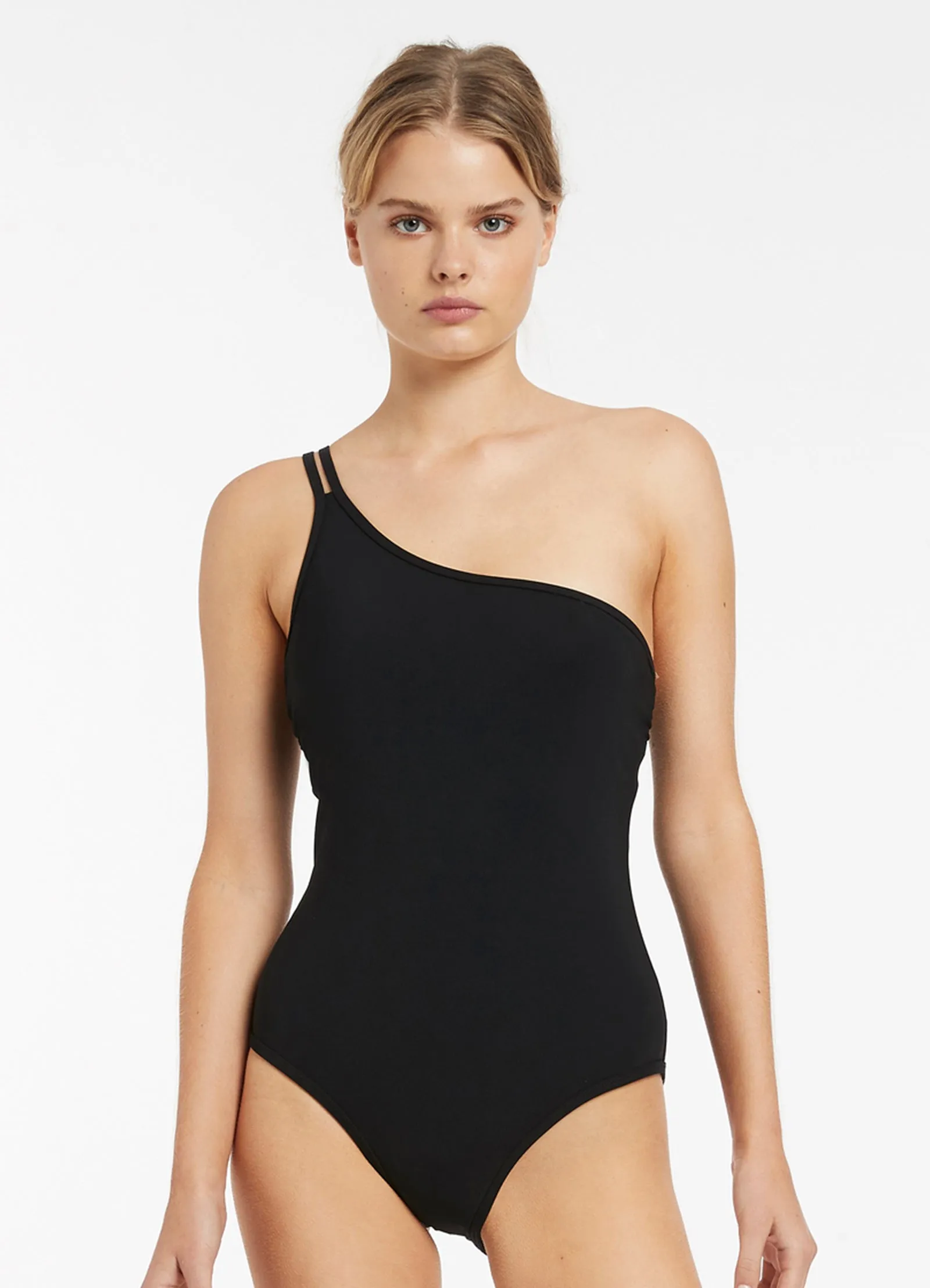 JETSET Double Strap One Shoulder One Piece - Black