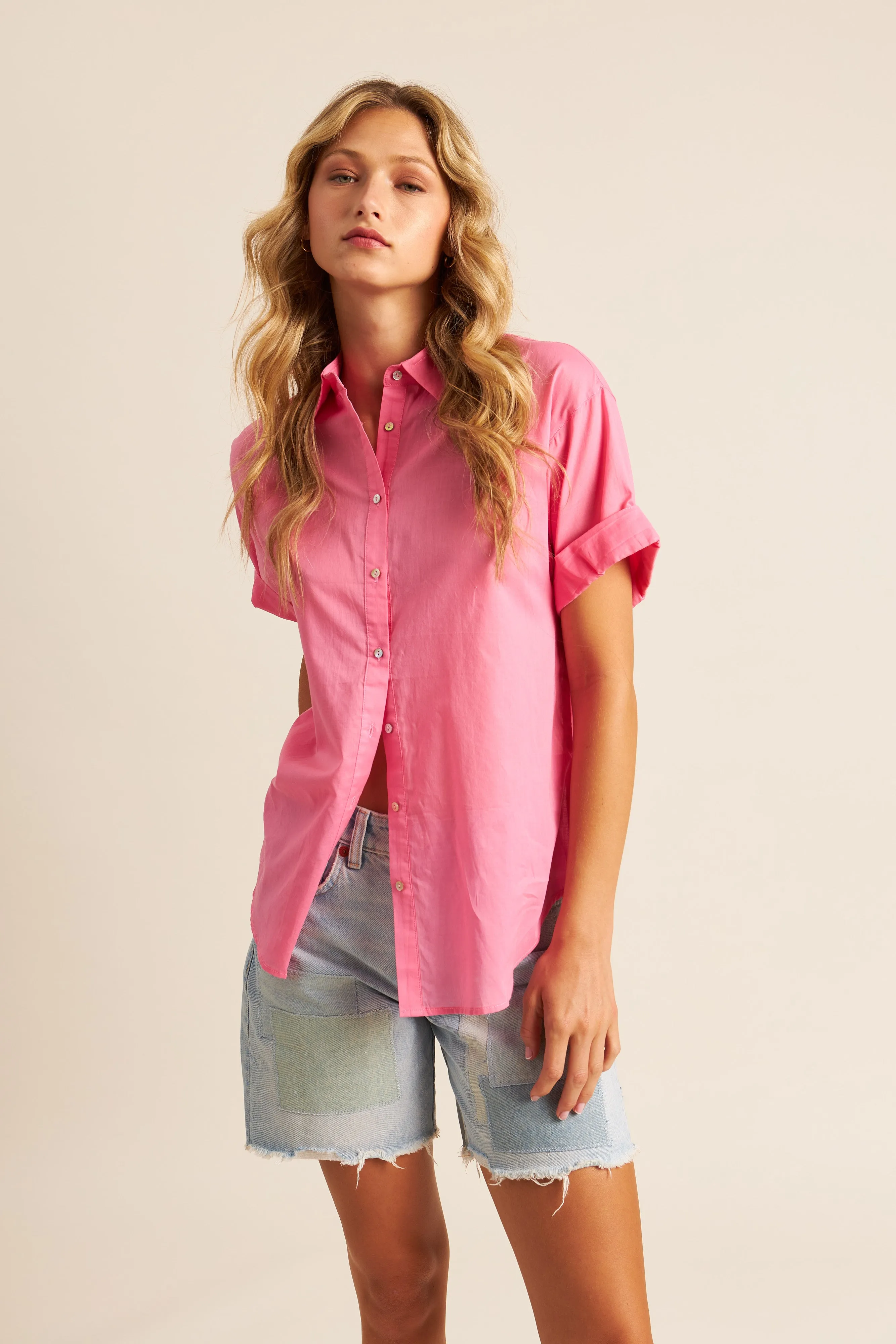 John & Jenn Shay Shirt | Chalk   Skipper Pink