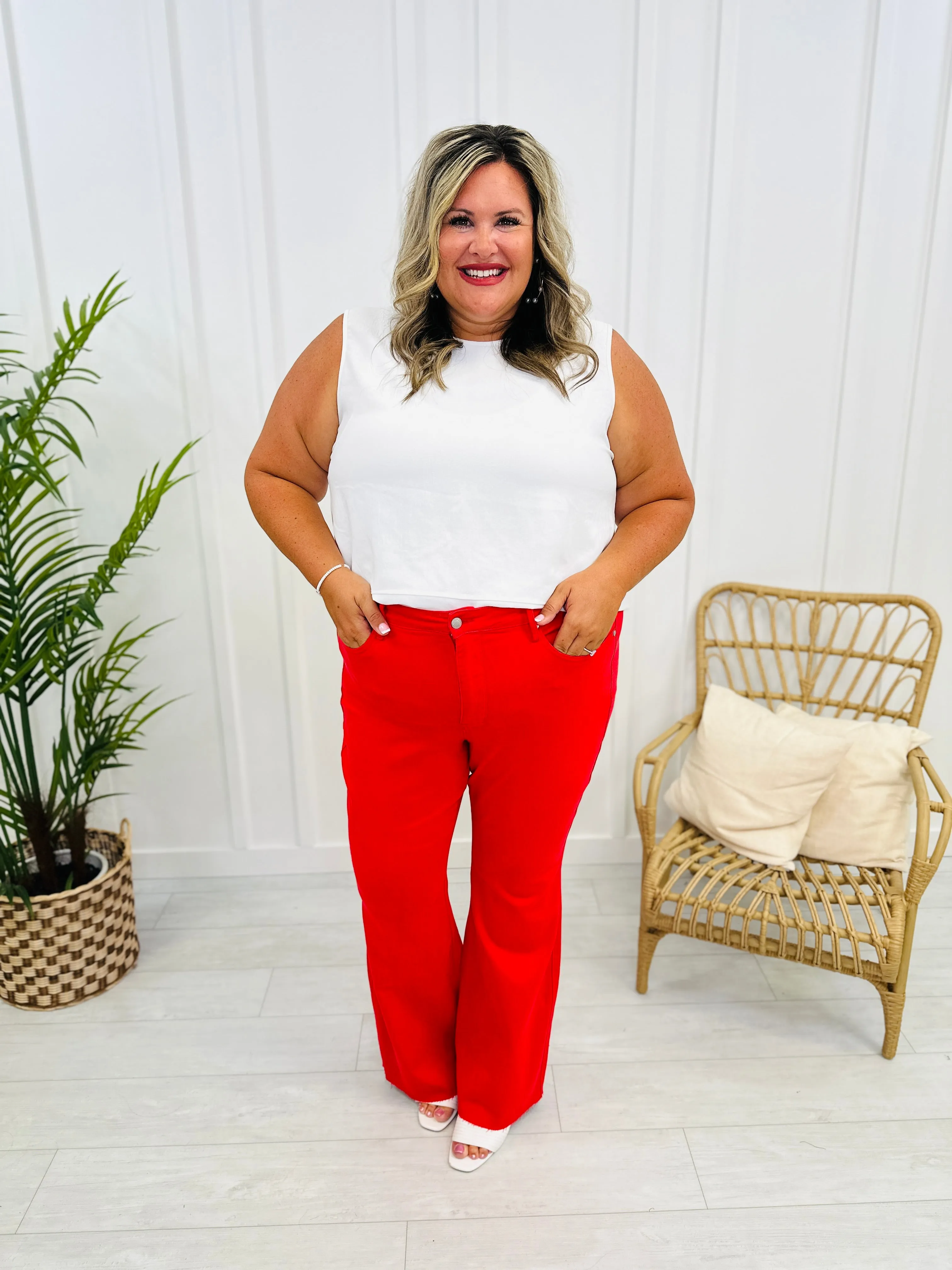 Judy Blue Loving You Was Red Tummy Control Flare Jeans in Reg/Curvy