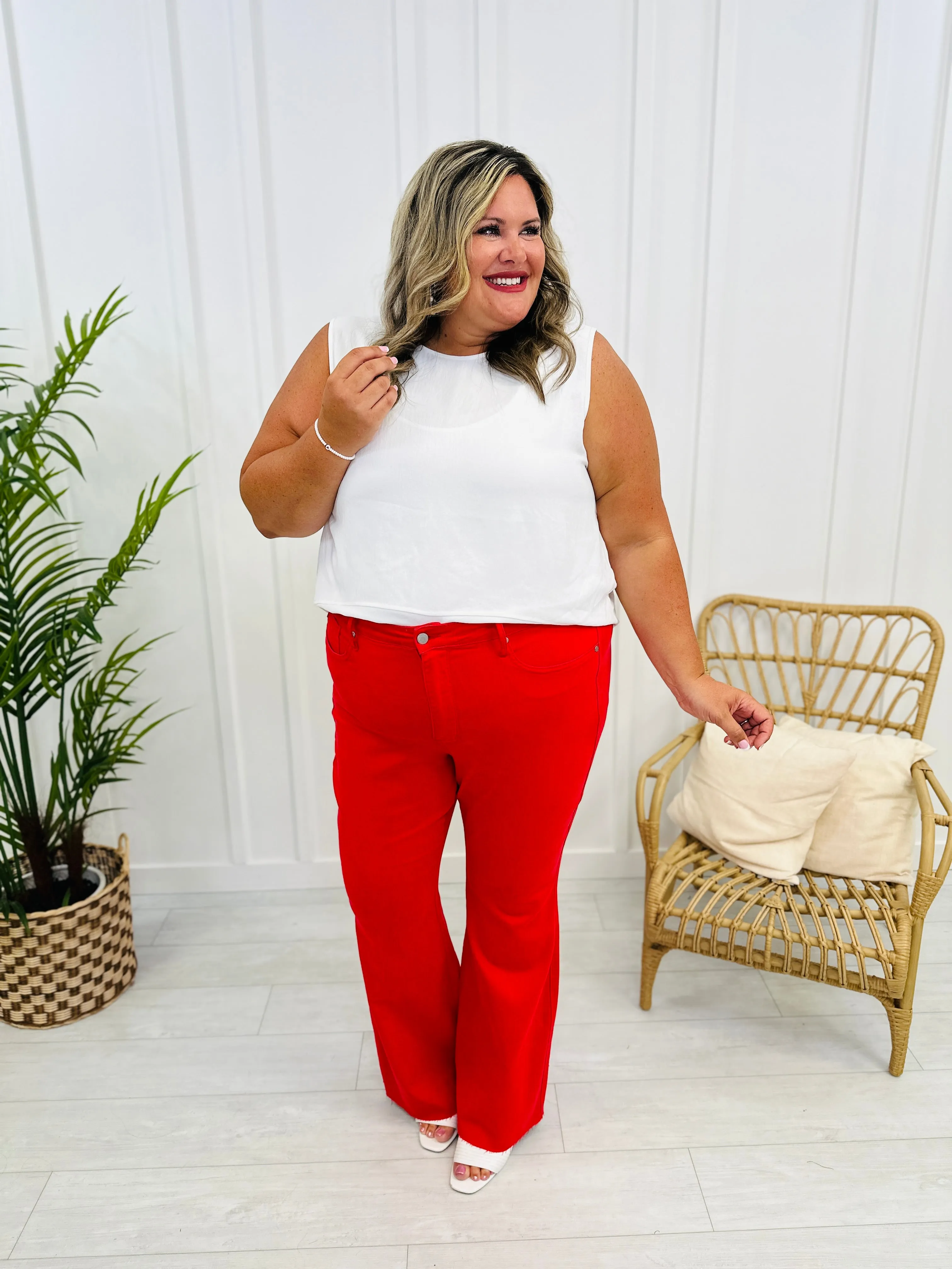 Judy Blue Loving You Was Red Tummy Control Flare Jeans in Reg/Curvy