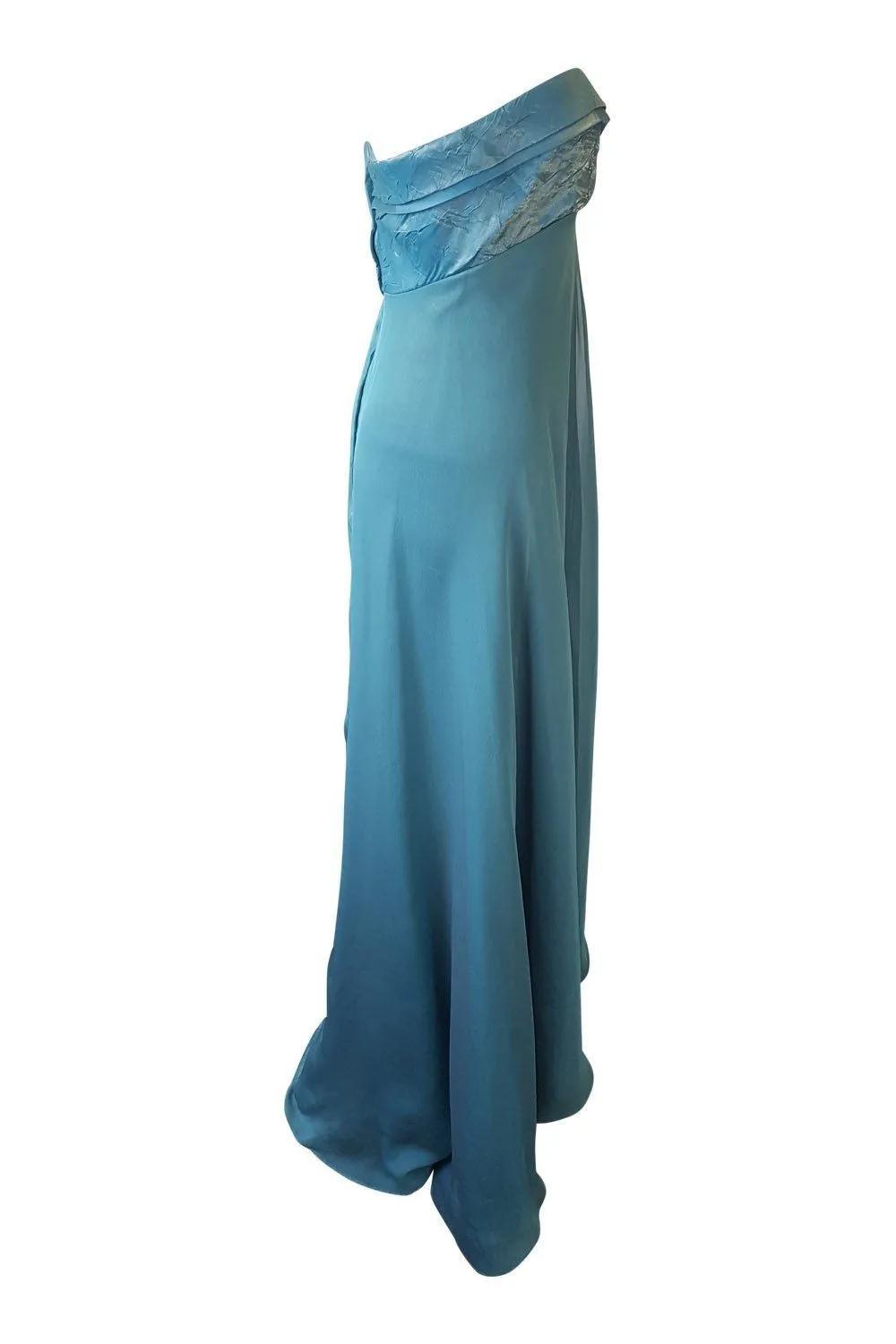 KAREN SERKEL Blue Strapless Shimmering Gown (S)