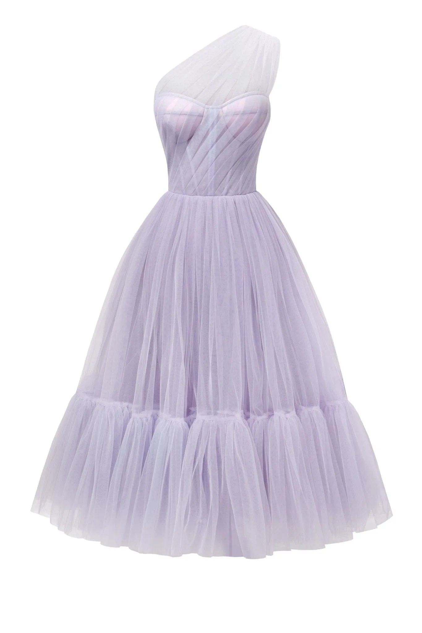 Lavender One-Shoulder Cocktail Tulle Dress